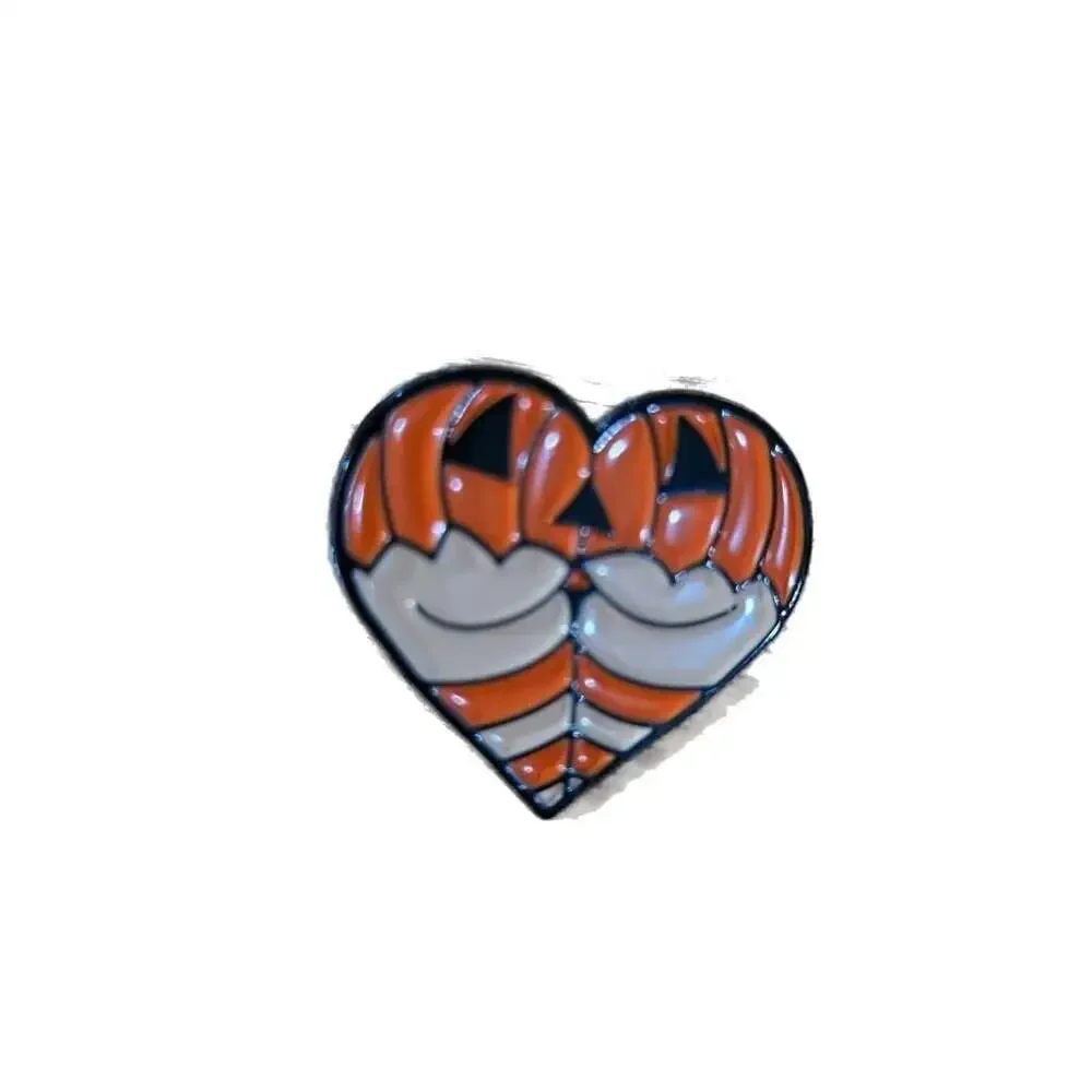 Set of 6 Halloween-Themed Heart Enamel Lapel Pins